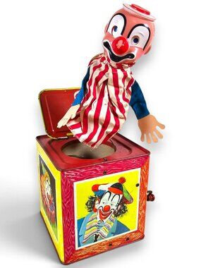 Mattel Jack In The Box Metal Tin Litho Toy Clown 1961 *Not Working, Display Only